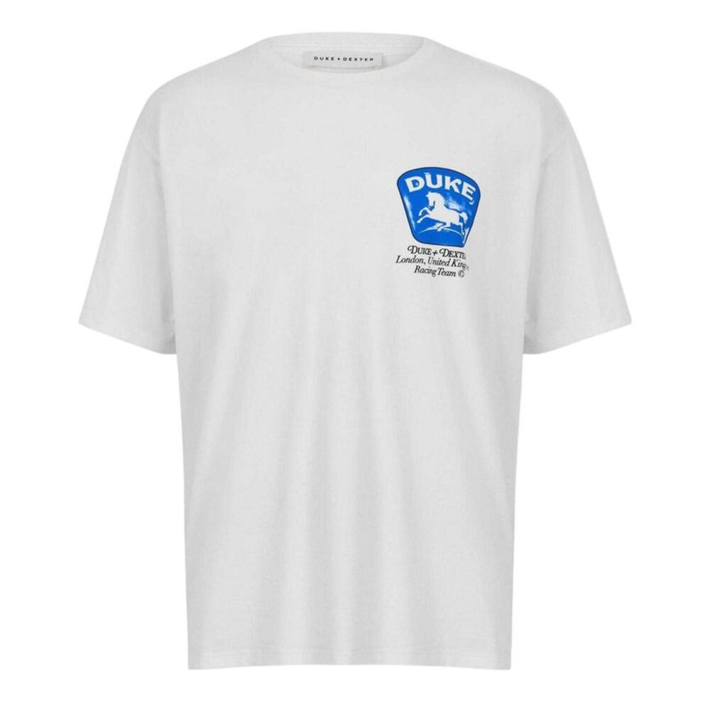 Duke Mens Back Print Oversized T-Shirt / Vintage White
